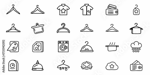 Discover a charming set of hand drawn icons featuring clothing, laundry, and essential personal items for engaging modern design projects and creative visuals