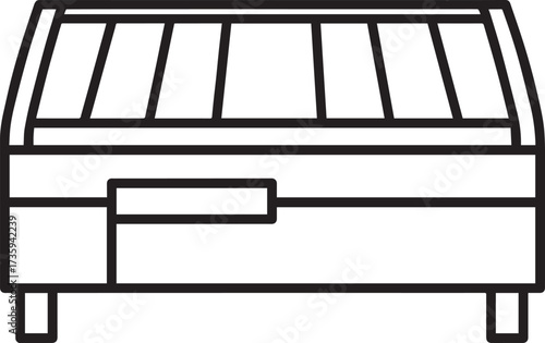 Horizontal Solarium Bed Silhouette Black Vector Illustration for Health and Relaxation Theme