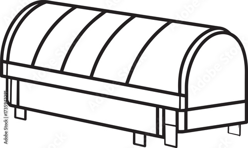 Horizontal Solarium Bed Silhouette Black Vector Illustration for Health and Relaxation Theme