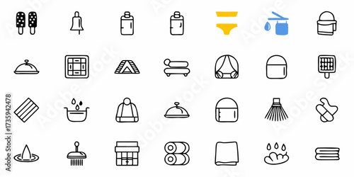 Engaging collection of casual sketch line art symbols featuring common items ideal for modern digital design and app interfaces, perfect for creative projects.