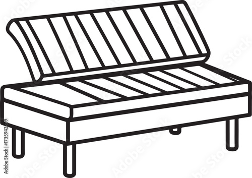 Horizontal Solarium Bed Silhouette Black Vector Illustration for Health and Relaxation Theme
