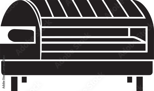 Horizontal Solarium Bed Silhouette Black Vector Illustration for Health and Relaxation Theme