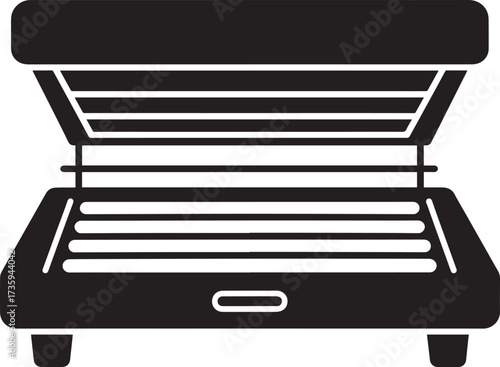 Horizontal Solarium Bed Silhouette Black Vector Illustration for Health and Relaxation Theme