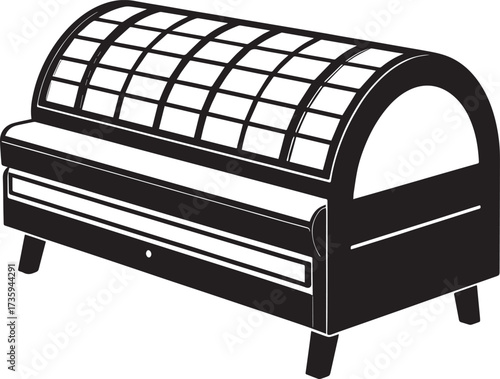 Horizontal Solarium Bed Silhouette Black Vector Illustration for Health and Relaxation Theme