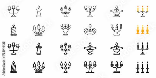 Elegant assortment of decorative candle holders and candelabras, perfect for creating a warm, inviting atmosphere in homes, events, and celebrations, a touch of vintage charm