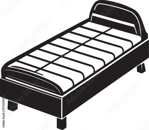 Horizontal Solarium Bed Silhouette Black Vector Illustration for Health and Relaxation Theme