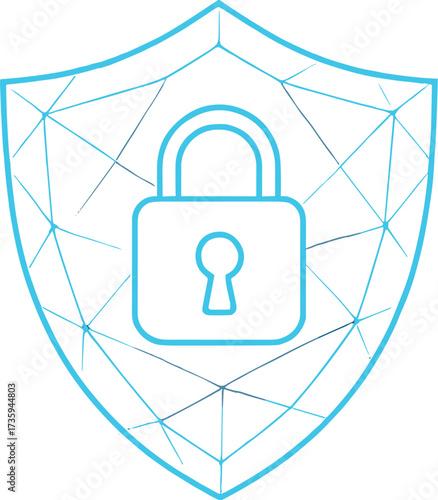 Illustrating abstract ideas of cybersecurity tech and digital data safeguarding, this design uses polygons, dots, and lines on a dark blue backdrop, centering the focus while blurring the edges