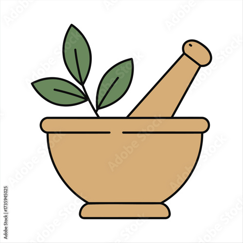 Herbal Medicine Preparation Mortar Pestle Leaves