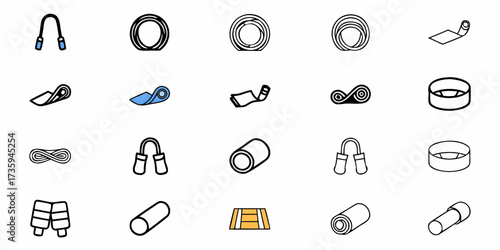 Versatile fitness equipment for dynamic workouts and healthy lifestyle, including resistance bands, yoga mats, and hand grips for strength training and flexibility at home or gym