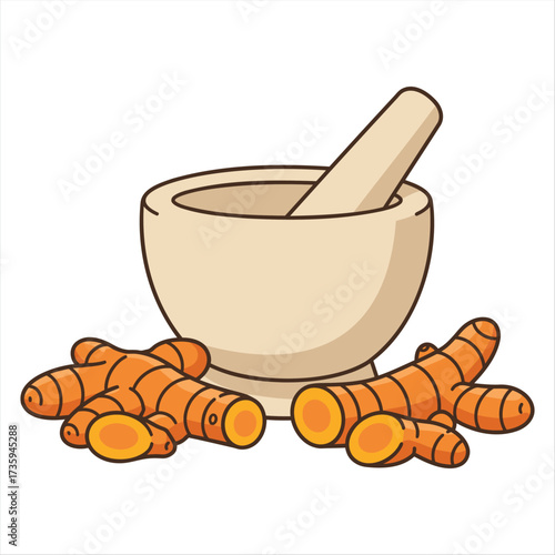 Turmeric Root and Mortar Pestle for Spices