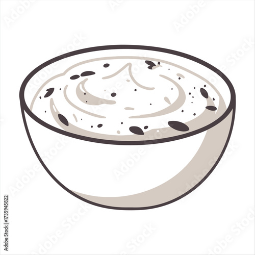Creamy Yogurt With Black Seeds In A Bowl