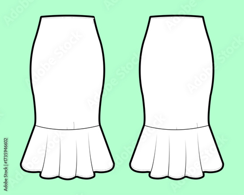 Fitted Flounce Hem Skirt Design