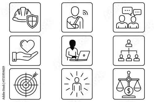Vector art of collection of business icons a set of business icons in a variety of shapes and styles, perfect for use in business design projects