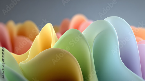 Colorful Abstract 3D Fluid Waves – Pastel Gradient Flow