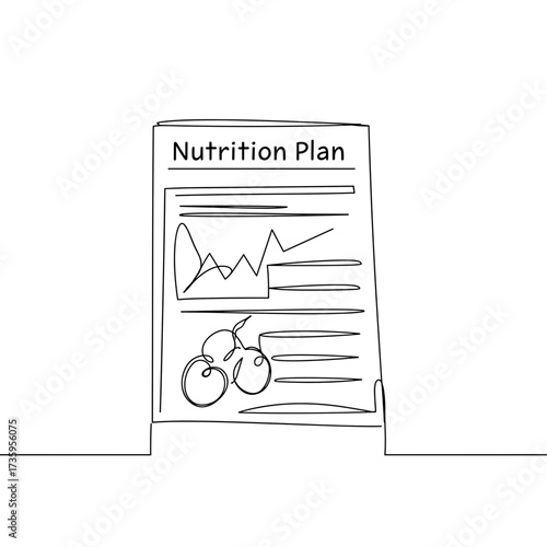 Nutrition plan worksheet with graph and healthy food illustrations  