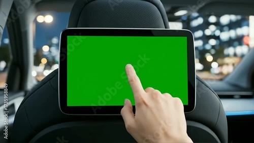tablet green screen display tapping car seat