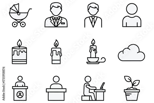Vector art of set of business vector icons collection of different types of business symbols outline vector illustration of business icons