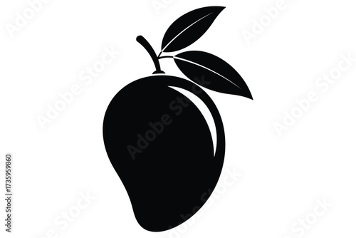 Vector art of mango fruit icon tropical fruit with leaves, healthy food, vegetarian diet, exotic ingredient vector illustration of fresh mango