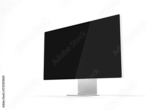 Modern monitor screen mockup on white background, 3d rendering