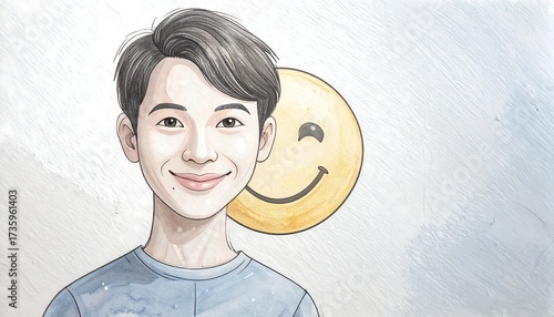 Smiling person with emoji