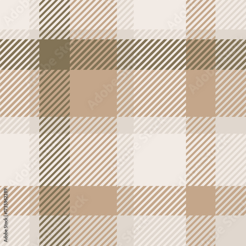 Beige seamless plaid tartan pattern, colorful natural fabric swatch, textile, geometric background