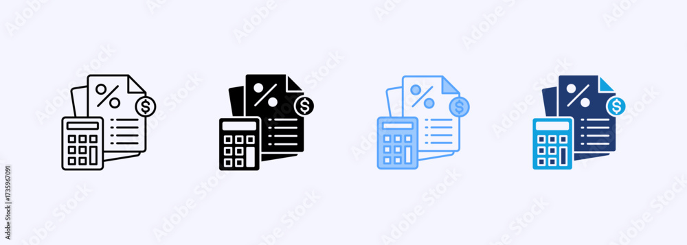 Fototapeta premium Tax Icon Set Multiple Style Collection