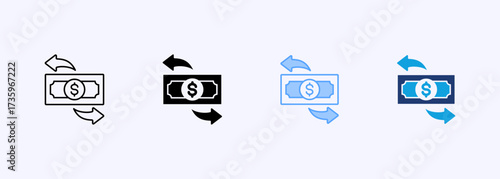 Money Transfer Icon Set Multiple Style Collection