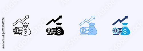 Money Growth Icon Set Multiple Style Collection