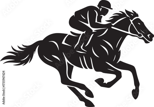 Vector silhouette of a cowboy riding a horse