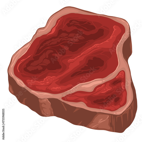 Raw beef digital drawing illustration