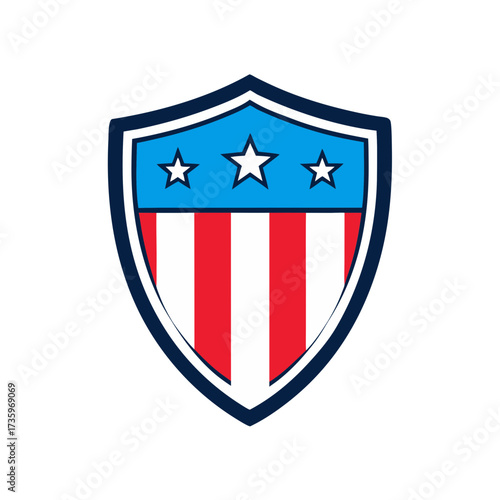 Vintage american shield emblem vector illustration patriotic stars stripes scalable eps icon