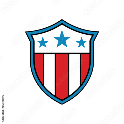 Vintage american shield emblem with stars and stripes vector illustration