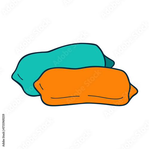 Vibrant stylized vector illustration of two plush pillows for cozy comfort