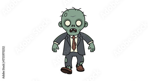 Cute Businessman Zombie Cartoon Vector