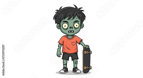 cartoon zombie with a Cute Skater Cartoon Vector