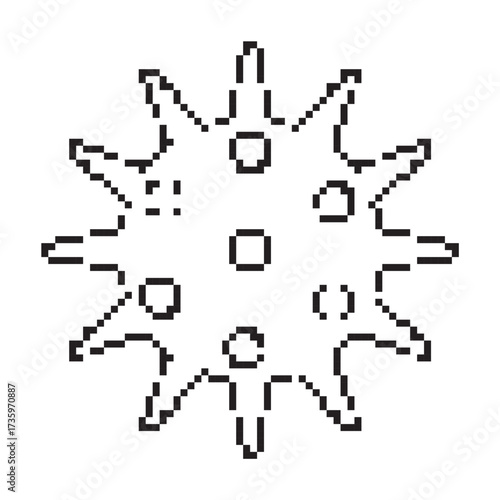 virus pixel icon, 8-bit. Isolated vector illustration.