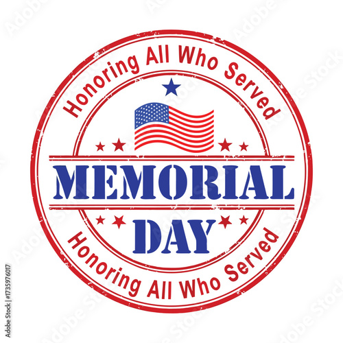 Memorial day honoring all who served patriotic seal design