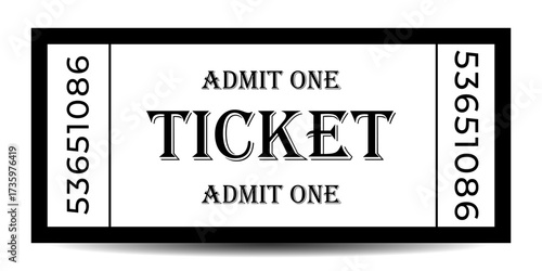 A one-person ticket. Minimalistic classic ticket design for various events on a light background.Vector illustration
