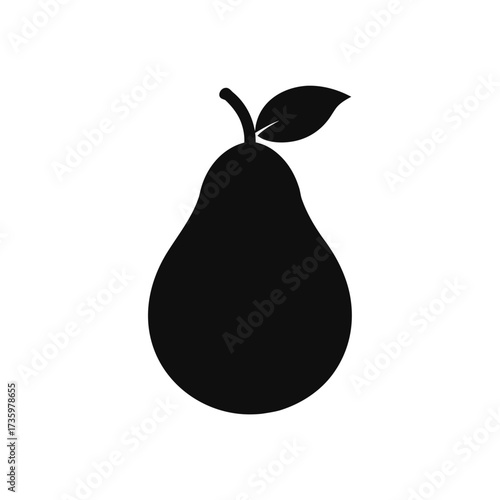 Simple black pixelated pear illustration vector graphic scalable icon for food and harvest themes