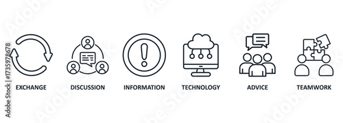 Banner communication concept. Icons and keywords