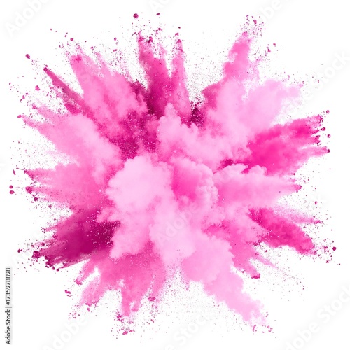 Wallpaper Mural A vibrant pink powder bursts dramatically against a pristine white background, creating a stunning cloud of color that evokes energy and creativity. Torontodigital.ca