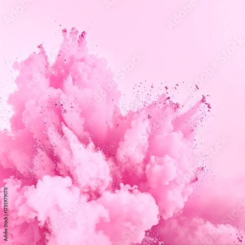 Wallpaper Mural A vibrant pink smoke explosion billows against a clear blue sky, creating a striking contrast that captures attention with its dynamic movement and color. Torontodigital.ca