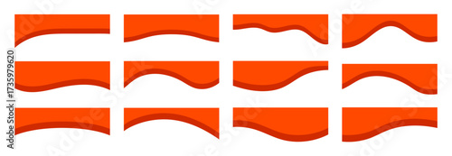 Collection of red headers borders with various smooth, flowing wave shapes,  perfect for certificates, formal invitations