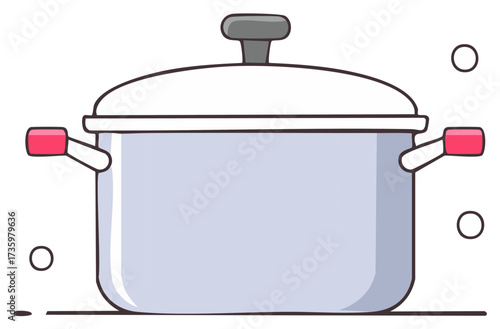 Cooking Pot Illustration Stock Pot with Lid and Handles Pot Cooking Bubbles Boiling