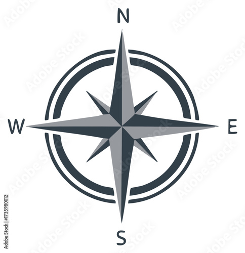Graphic Compass Rose Nautical Star Symbol Indicating Cardinal Directions North South East West
