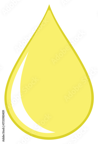Yellow liquid drop with a light reflection
