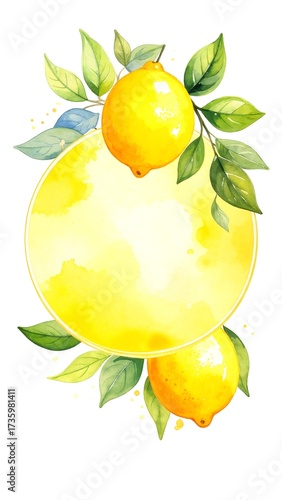 Wallpaper Mural A vibrant collection of watercolor lemons clipart, featuring various lemon shapes and sizes, showcasing bright yellow hues and lush green leaves, perfect for designs. Torontodigital.ca