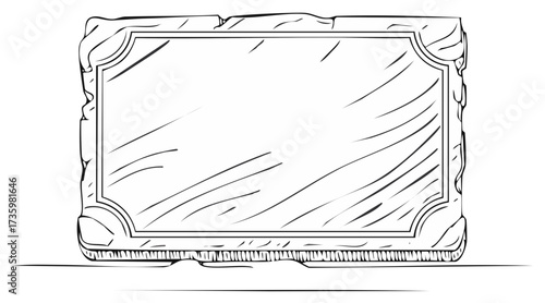 Blank rustic stone plaque outline drawing template for text message or design