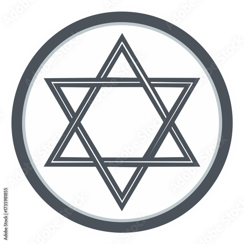 Jewish Star of David Magen David religious symbol of Judaism vector icon illustration