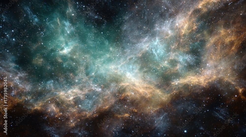 Fototapeta premium Realistic outer space storm background, scientifically accurate nebula clouds with plasma bursts, authentic star field and galactic core, high-resolution astrophotography style, natural cosmic colors.